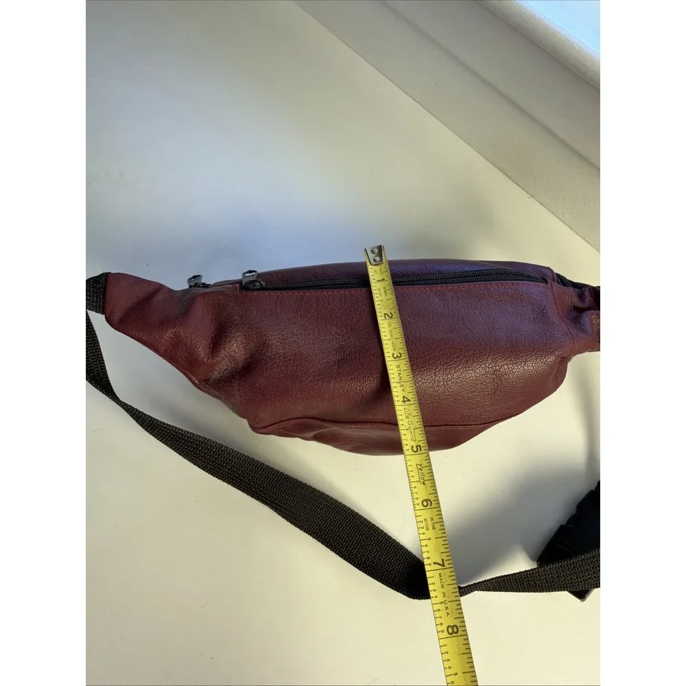 Vintage‎ 80s-90s Genuine Leather Fanny Pack Buxton Bike Bag Dark Red 4x4x13